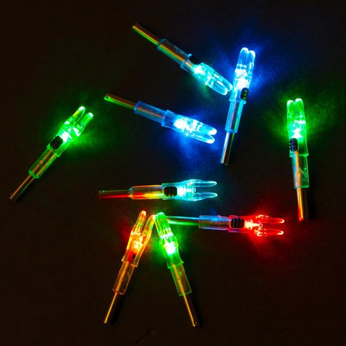 KEAUP 6PCS X Lighted Nocks for Arrows with .204 .233 .244 .246 Inside Diameter with H, S, GT Bushings High-Visibility LED Arrow Nocks, ON/Off Switch Included