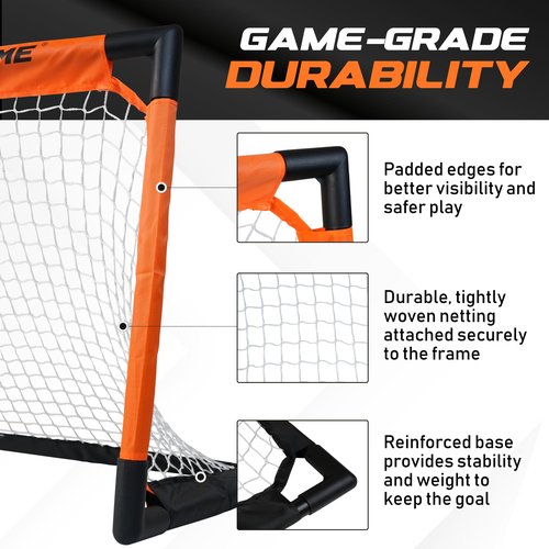 ACE HOCKEY - Shinny Hockey Set - Complete 4-Player Indoor/Outdoor Kit - Knee Hockey Goal Set (2) Goals, (2) Sticks, and (6) Foam Balls - Mini Hockey Set