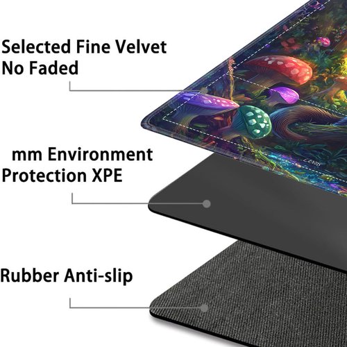 for TCG Playmat with Waterproof Storage Bag and 6 Dice, Non-Slip Rubber Base for MTG Playmat with Zones, 24 x 14 inches Trading Card Game Mat Board Game Desk Mat, Forest Cute Otter Pattern