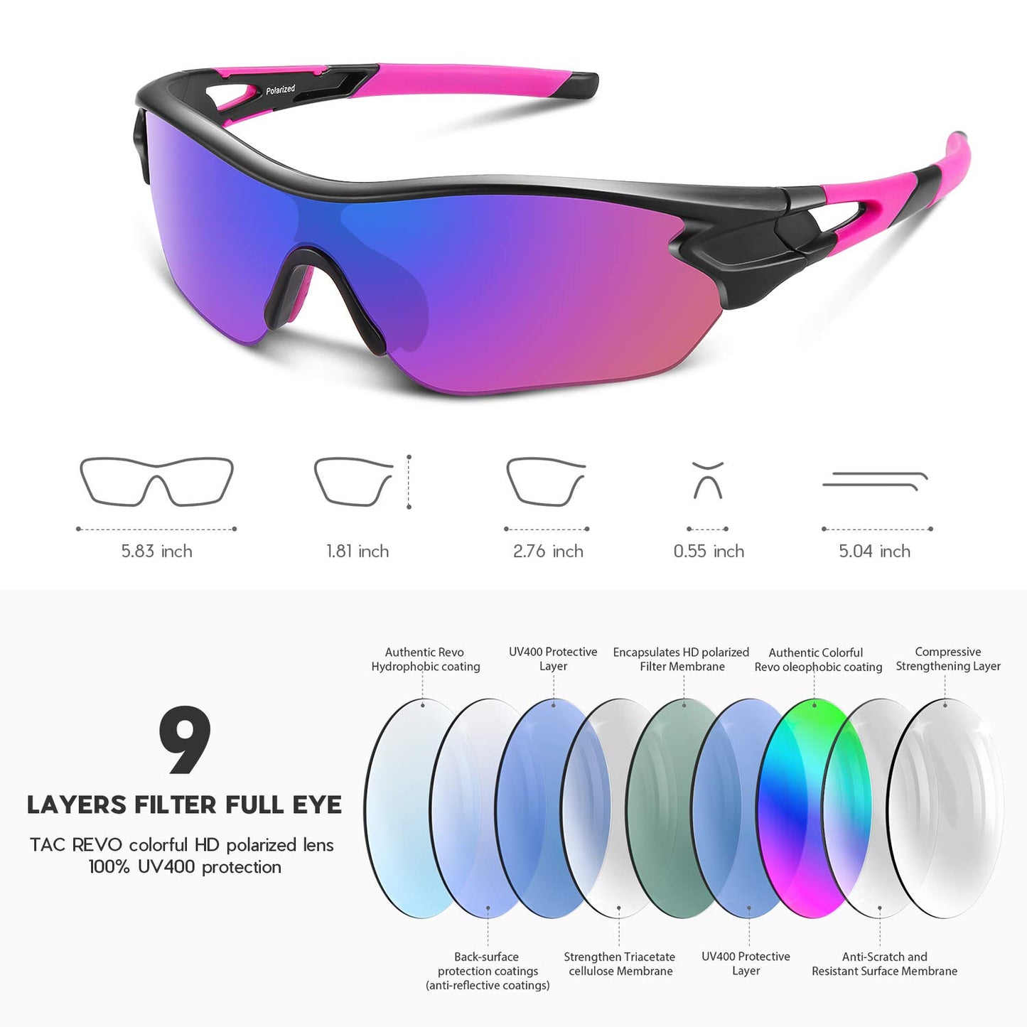 BEACOOL Polarized Sports Sunglasses for Men Women Youth Baseball Cycling Running Driving Fishing Golf Motorcycle TAC Glasses