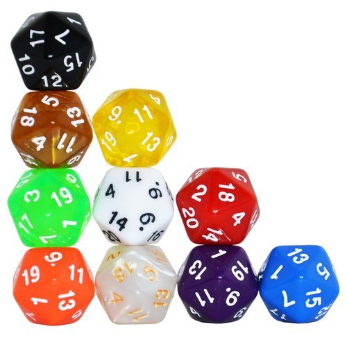 SmartDealsPro 10-Pack 20 Sided Dice D20 Polyhedral Dice for DND RPG MTG Table Game (Mix Color)
