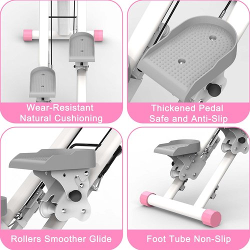 Vertical Climber Machine, Stair Stepper for Home with Adjustable Handlebar, Full-Body Workout Equipment, Stable Frame Cardio Fitness Stepper (Pink)