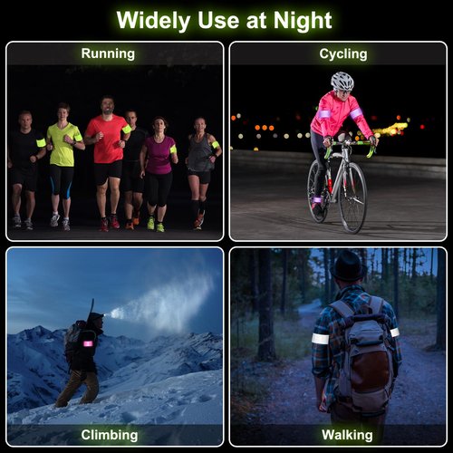 PATIKIL 22cm Reflective Bands, 24pcs Reflective Arm Bands Straps Wrist Reflective Running Gear Safety Reflective Straps Bracelets High Visibility for Night Walking Bicycle, Yellow