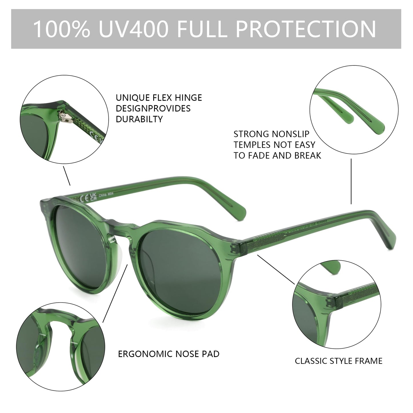 ZENOTTIC Vintage Round Polarized Sunglasses for Men Women UV400 Protection