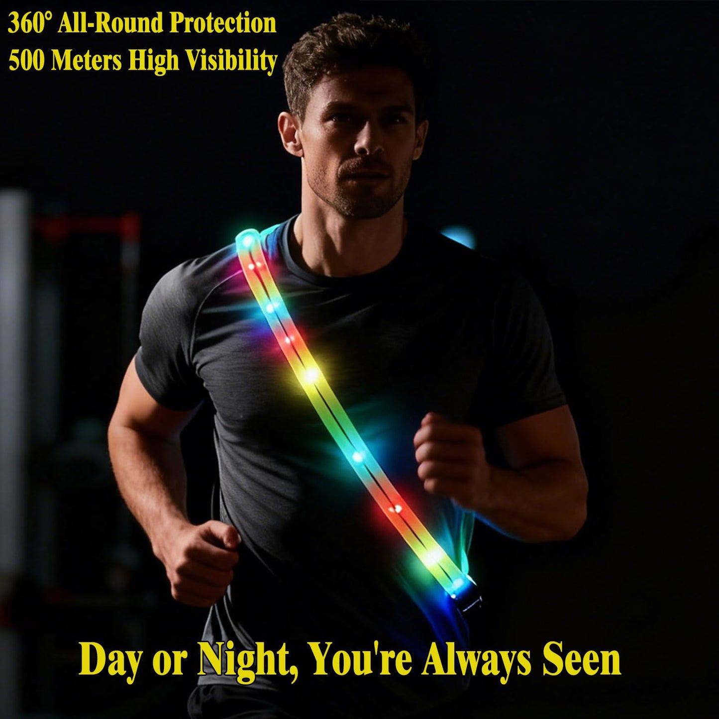 xcvoc Running Lights for Runners Light Up Vest for Night Walking Neon Vest Shoulder Light Led Belt for Night Safety Wearable Led Lights Reflective Sash