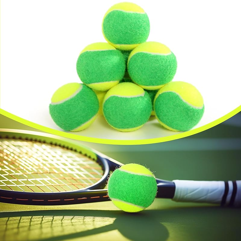 Kids Tennis Balls - Low-Compression Training Balls for Beginners 12-Pack Green