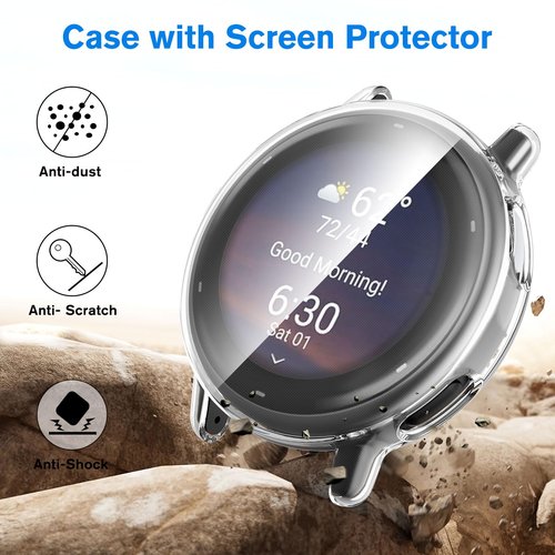 Fintie 3 Packs Screen Protector Case Compatible with Garmin Vivoactive 5, Soft TPU Plated Bumper Full Cover Protective Cases Scratch-Proof (Clear x 3)