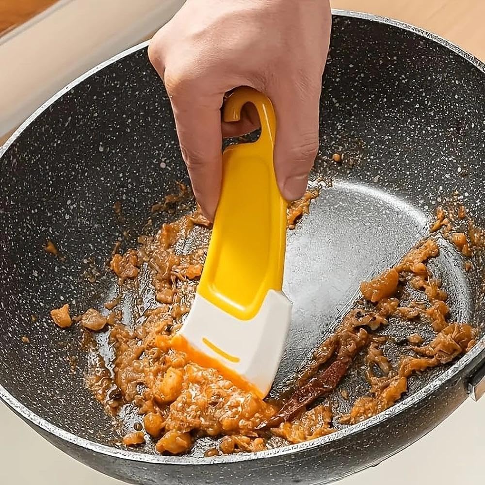 1pc Heat-resistant Silicone Spatula Rubber Kitchen spatula For Baking, Scraping Non-stick cookware, safe and Flexible for Cooking Removes Residue from Pots and Pans Yellow