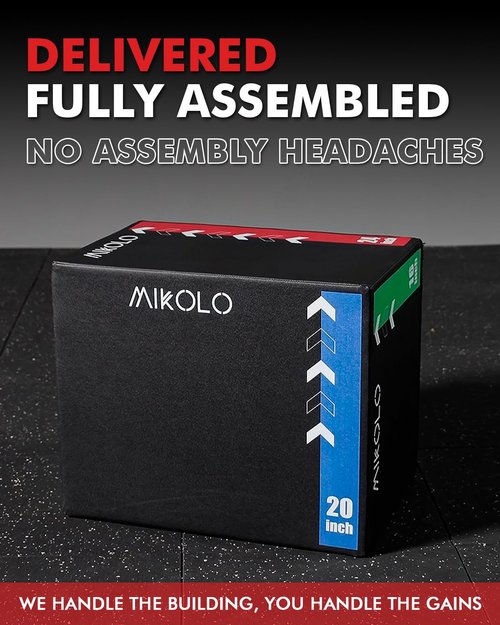 Mikolo 3-in-1 Foam Plyo Box–Soft Plyometric Jump Box with Solid Wood Core,High-Density Foam and Non-Slip Cover–No Assembly Required,Ideal for Home Gym Workout(24" x 20" x 16")