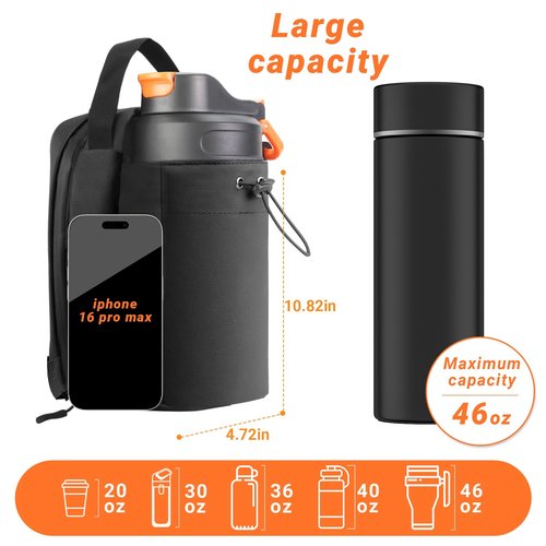 ZHXuKAiHua Magnetic Gym Bag for Men and Women, Magnetic Water Bottle Holder for Gym,Pouch Sleeve with Phone Pocket Buckle,for Fitness, Workout, Running, Travel, Sports (Black)