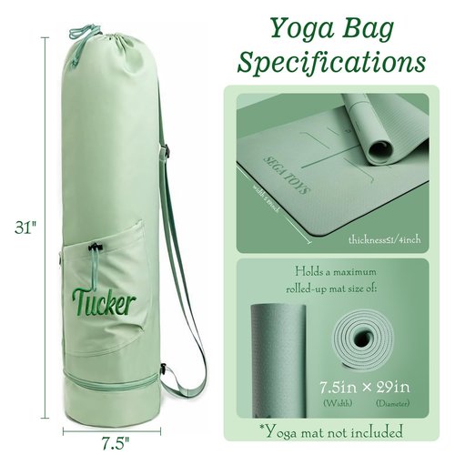 Personalized Yoga Mat Bag with Custom Embroidery Name - Extra Large 30L Waterproof Fitness Carrier w/Adjustable Strap, Wet/Dry Pockets, Phone Holder & Water Bottle Pocket for Women & Men (Pink)