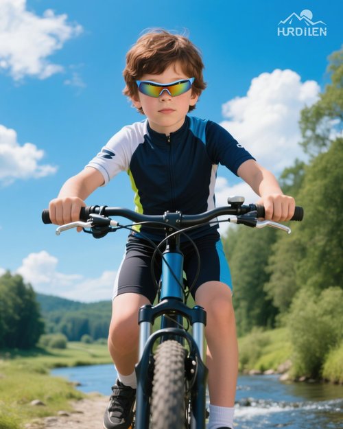 Hurdilen Polarized Kids Cycling Sunglasses, Youth Baseball Sunglasses for Boys Girls Age 8-14, 4 UV Interchangeable Lenses, Lightweight Sun Glasses for Baseball, Softball, Sports (Blue)