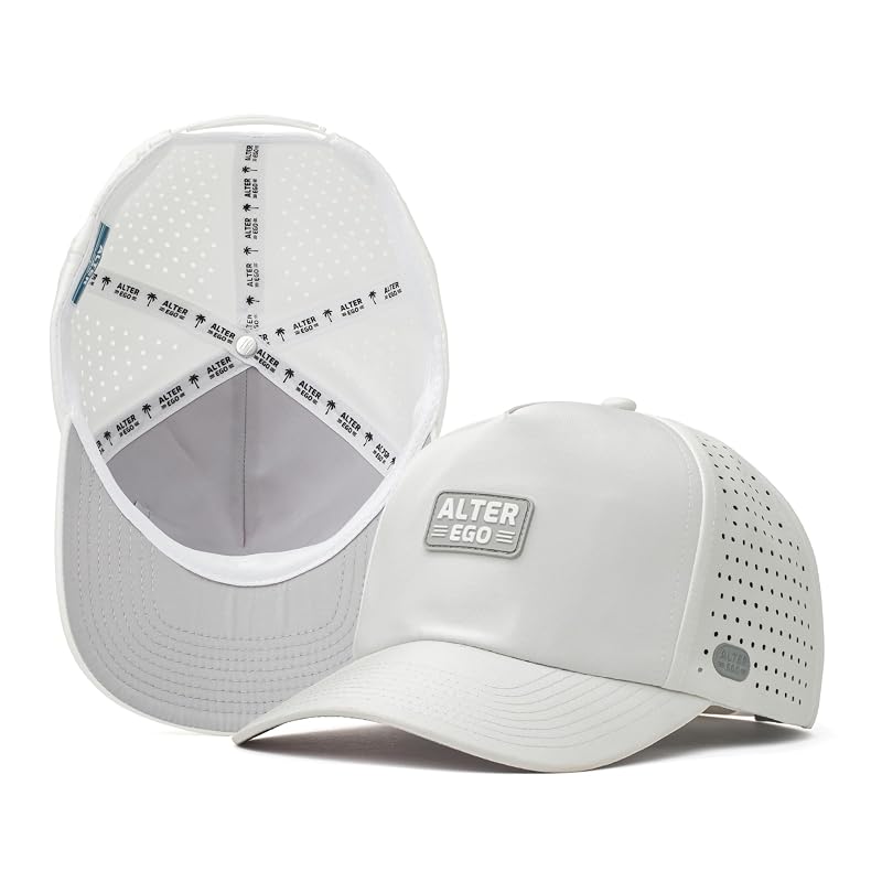 Alter Ego Traveler Splash Performance Hat – White/Grey One Size, Lightweight Water-Repellent Cap