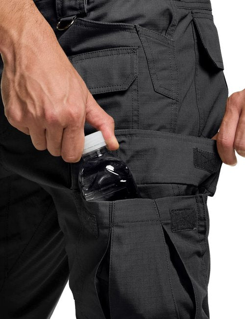 CQR Men's Tactical Pants, Water Resistant Ripstop Cargo Pants, Lightweight EDC Work Hiking Pants, Outdoor Apparel, Duratex Mag Pocket Black, 32W x 32L