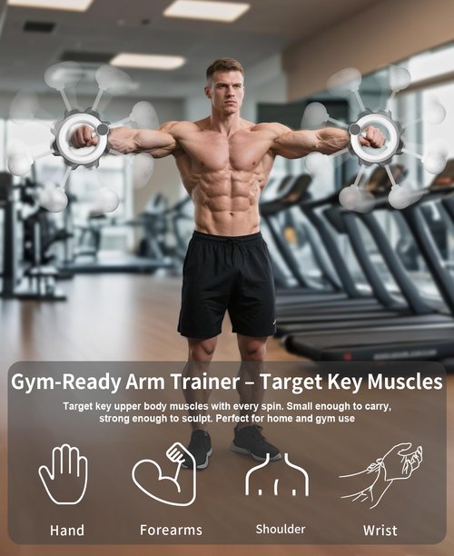 TINRIEF Arm Workout for Men and Women, 360° Hand-Crank Forearm Trainer, Chest Trainer,Shoulders and Arm Muscle Training Fitness Equipment, Home Workout Equipment and Gym Workouts