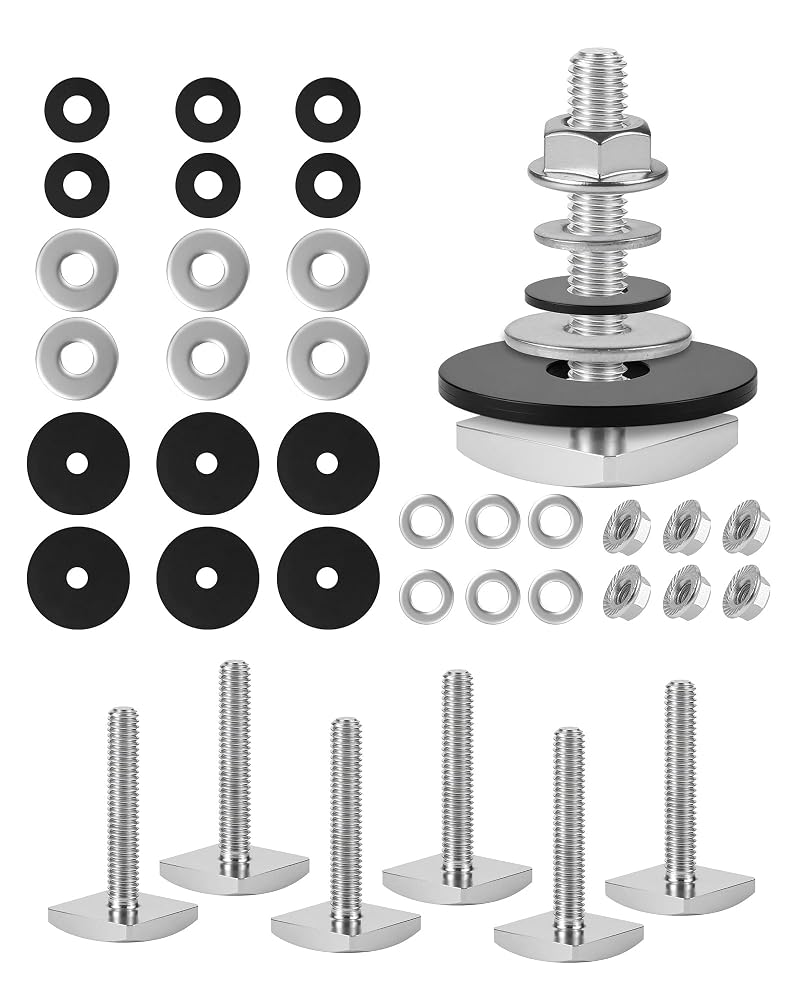 T-slot Bolts for Thule/Yakima Roof Racks – M6x35mm Stainless Square Head 4mm Thick, 6 Count (Variation: Round Edge)