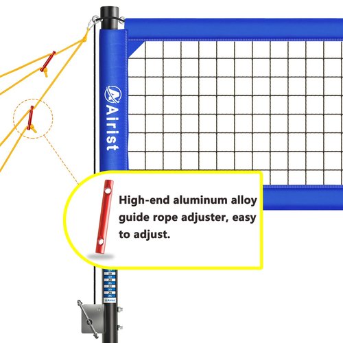 Airist Heavy Duty Volleyball Net Outdoor with Steel Anti-Sag System, Adjustable Aluminum Poles, Professional Volleyball Nets Set for Backyard and Beach, Ball and Carrying Bag (Blue)