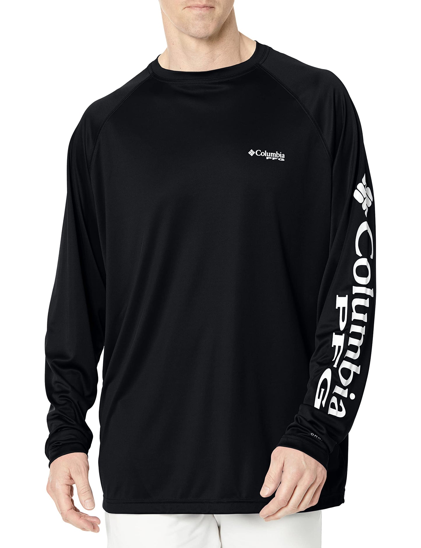 Columbia Men's PFG Terminal Tackle Long Sleeve Fishing Shirt, Black/Cool Grey Logo, Large Tall