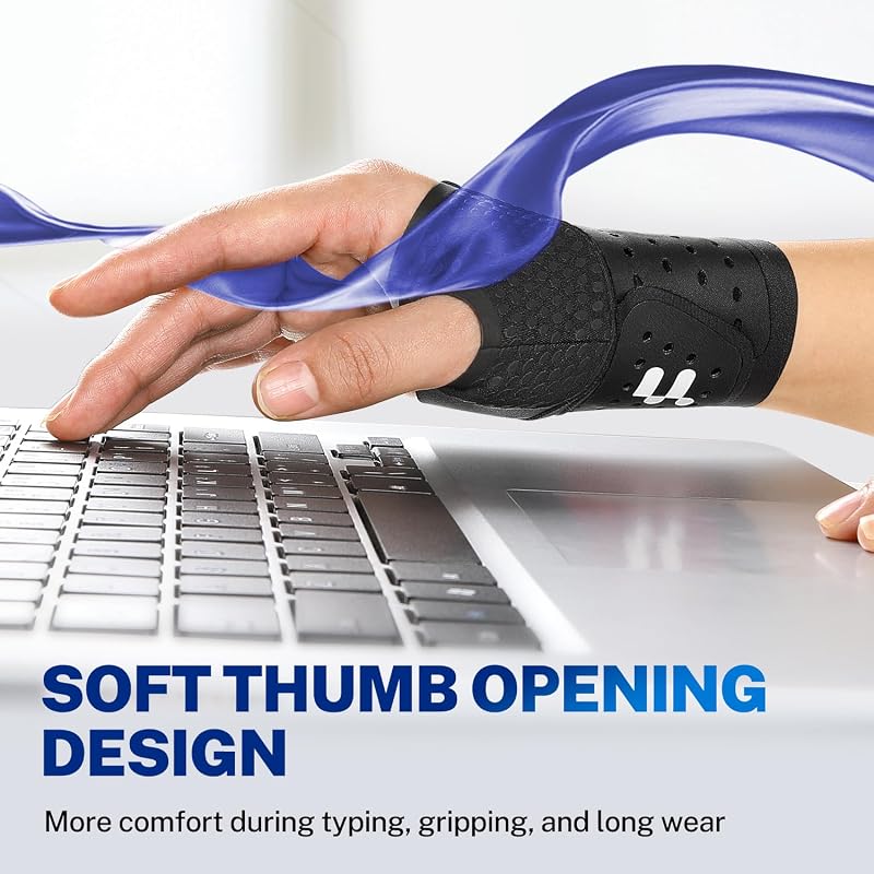 Fitomo Ultra Thin Carpal Tunnel Wrist Brace - Black, L/XL (All-Day Wear)