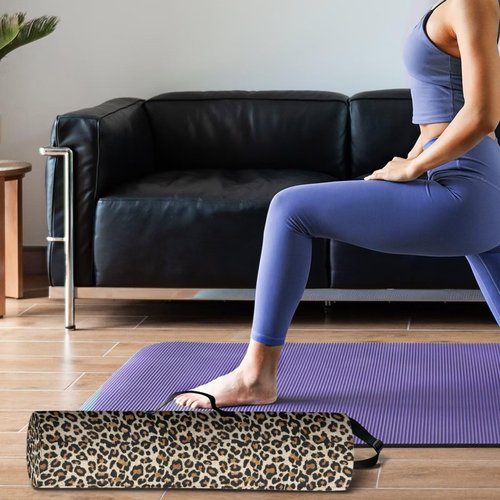 Pzuqiu Leopard Print Yoga Mat Bag for Women & Men Travel Yoga Gym Bag for Thick Exercise Yoga Mat Full-Zip Yoga Mat Carrier Bag for Class Workout Park with Adjustable Strap, Pzu-BZT26
