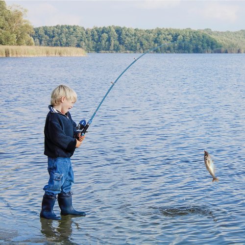 CODEK Kids Fishing Pole Set with Full Starter Kits 2 Set Portable Telescopic Fishing Rod and Reel Cambos for Boys Girls Toddler Youth Age Beginner Little Children Junior Anglers