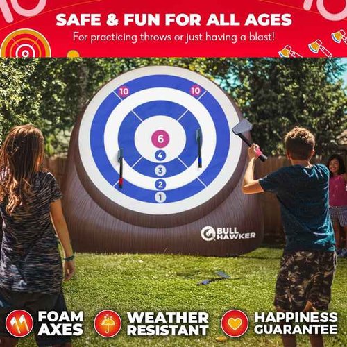 SWOOC Games - Bull Hawker??| Giant Axe Darts (Over 6ft Tall) w/ 15+ Games | Axe Throwing Game for Backyard w/Air Pump | Outdoor Games for Adults and Family | Carnival Games | Throwing Axe Yard Games