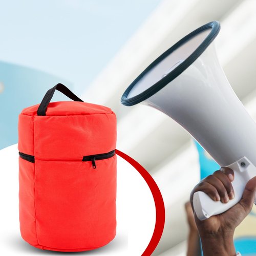 Honeydak Megaphone Storage Bag with Handle Thick Imitation Nylon Waterproof Megaphone Speaker Bag for Football Basketball Homecoming Squad Team Party Dance Club Parade Competition, Red
