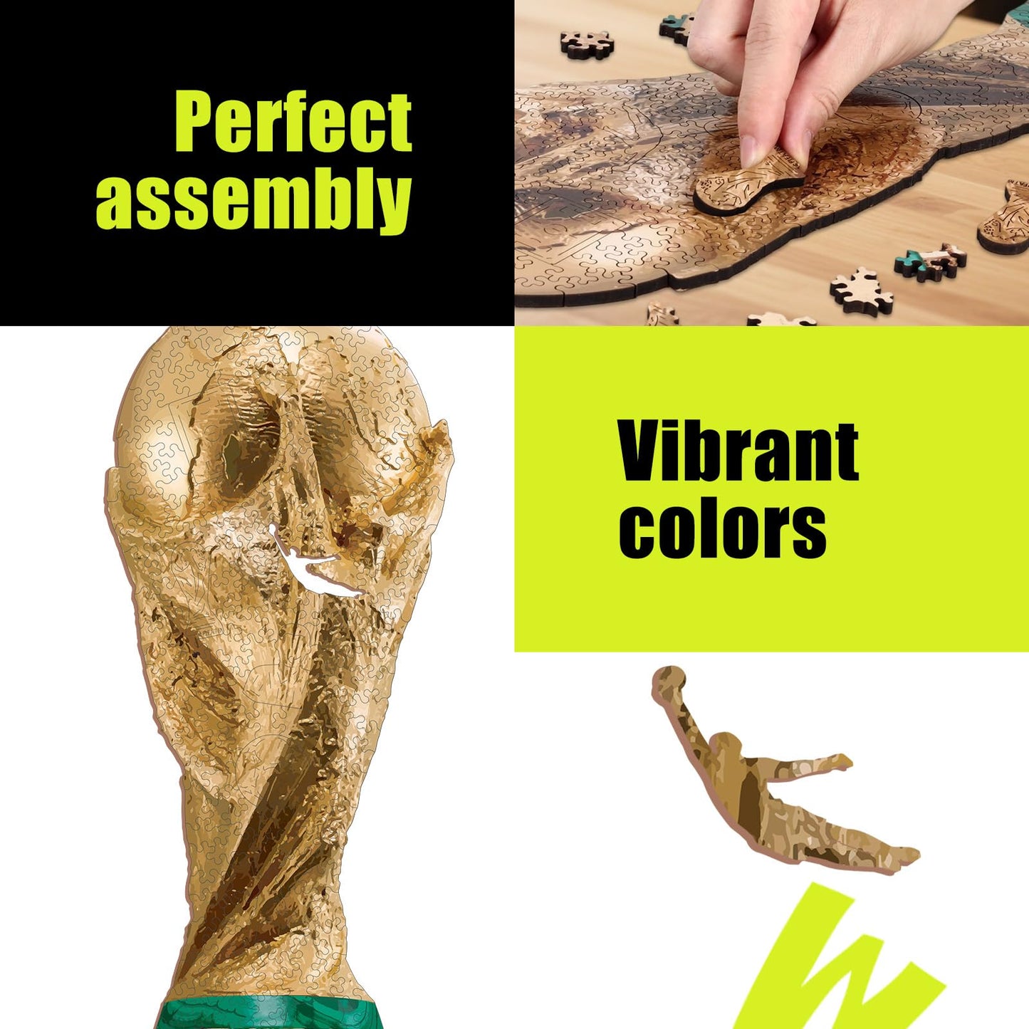 FIFA World Cup2026 Trophy Wooden Puzzle for Adults, 200 Pieces Irregular Shape Puzzle, 5MM Thick, Creative Collectible Jigsaw Puzzles Gift for Fans, Officially Licensed Product, 6.3 x 16