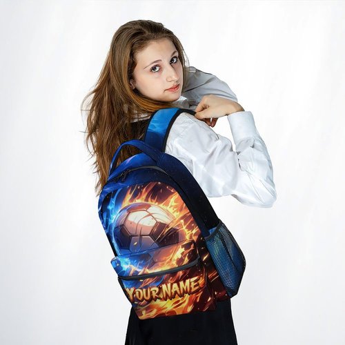 AIOMXZZ Boys Backpack, Personalized Soccer Backpacks for Kids, 17" Sports-Themed Bookbag for Elementary Kindergarten, Custom Sports Theme School Bag