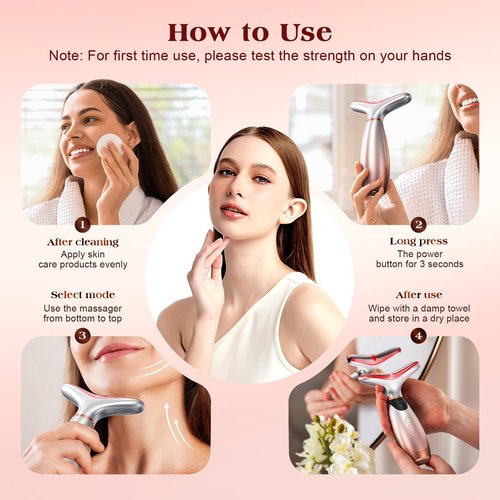 Pedete Facial Massager, 7 Colors Red Light Therapy for Face and Neck, Face Lift Device with 113°F Heating Vibration for Multi Skin Care