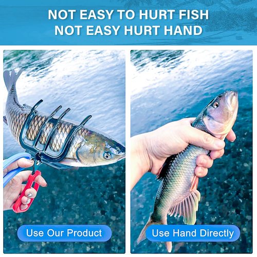 FXOICMI 3 Claw Fish Gripper, Metal Fishing Pliers Gripper, Non-Slip Fish Grabber Tool, Multifunctional Fish Grips Clamp for Catch and Release, Lightweight Fishing Accessories