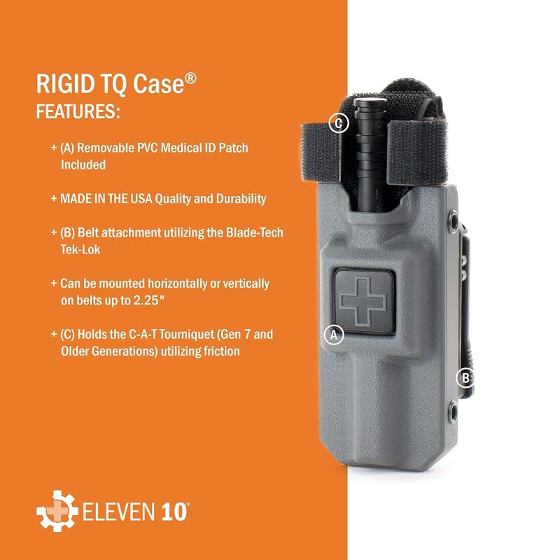 Eleven 10 Rigid TQ Case for C-A-T Tourniquet - High Gloss Black, Belt Attachment, No Tourniquet Included