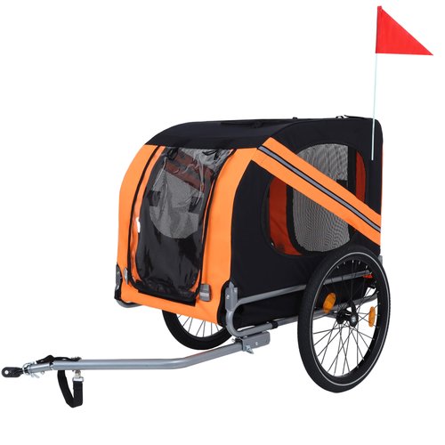 Montary 2-in-1 120LB Capacity Dog Bike Trailer & Pet Stroller Cart – All-Terrain, Durable Steel Frame, Easy Folding Frame with Quick Release Wheels,Black & Orange