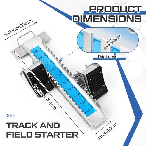 VioraWhite Starting Block 6 Angle Sprinter Pedals Adjustable Track and Field Accessories 25.2 Inch Running Blocks for Cinder Track Plastic Runway Athletes Runners (Blue)