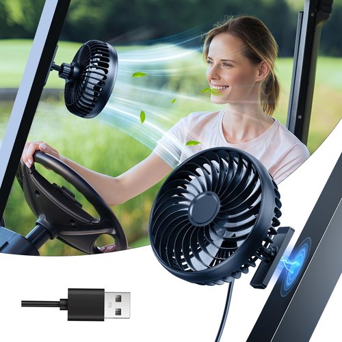 scenein Magnetic Golf Cart Fans That Blow Cold Air, Portable Usb Fan for Golf Cart Cooler 360° Rotatable Compatible with Yamaha, Ezgo, Club Car, Forklift, Cruise Ship, Golf Cart Accessories for Women