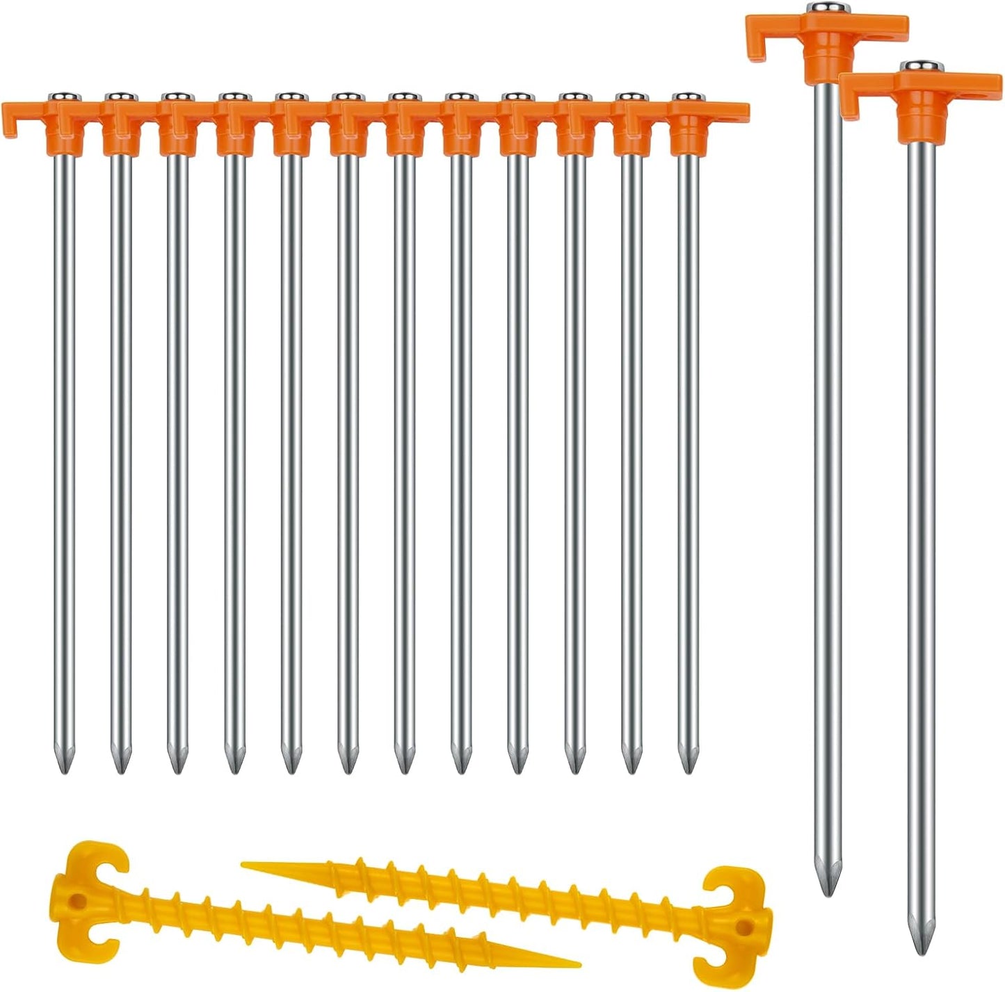 12PCS Tent Stakes Heavy Duty Camping Stakes,AVOFOREST 7.1Inch Non-Rust Metal Tent Pegs Ground Stakes Tent Spikes Camping,Hiking Orange