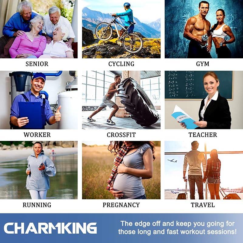 CHARMKING 8 Pairs Compression Socks 15-20 mmHg for Men & Women – Calf Support (Variation: 44 Black/Purple/Purple/Purple/Purple+Large-X-Large)