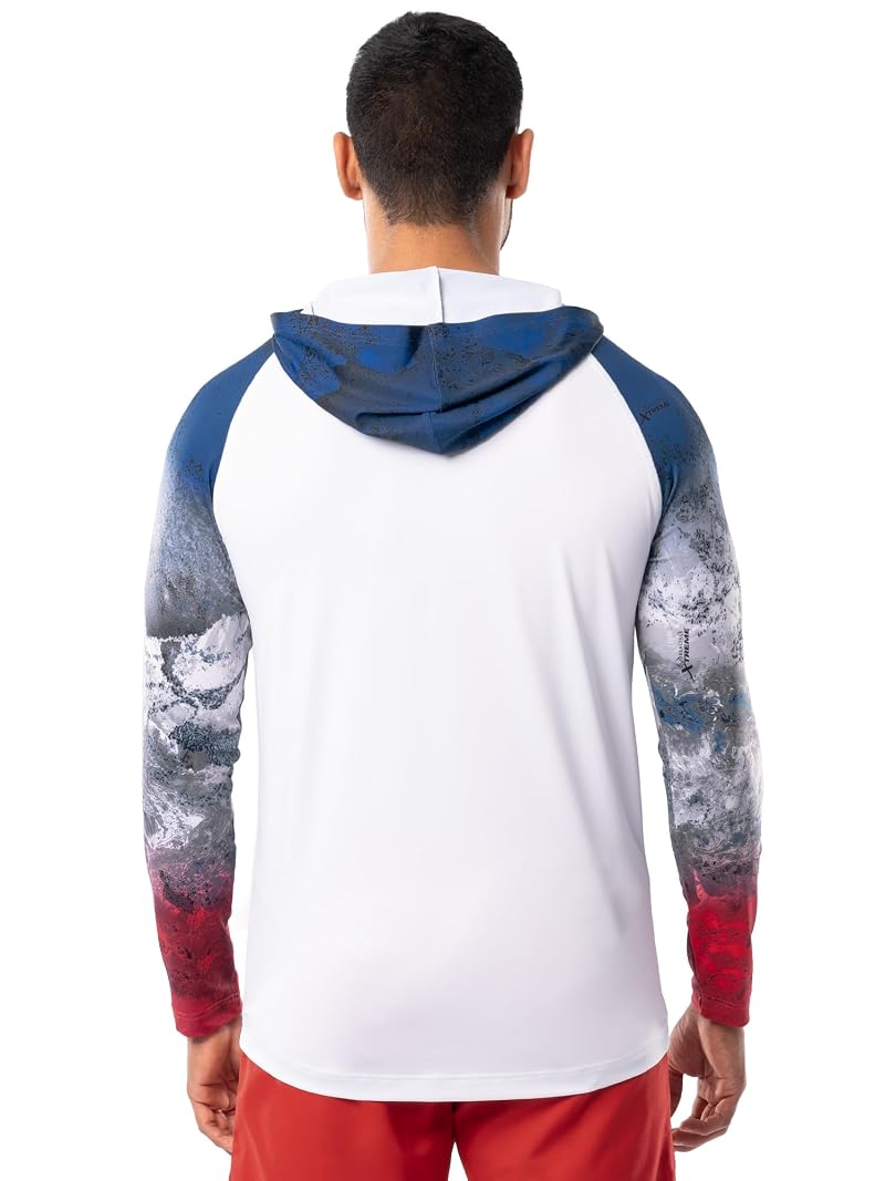 Realtree Men's Long Sleeve Patriotic Fishing Hoodie - White/Patriotic Large