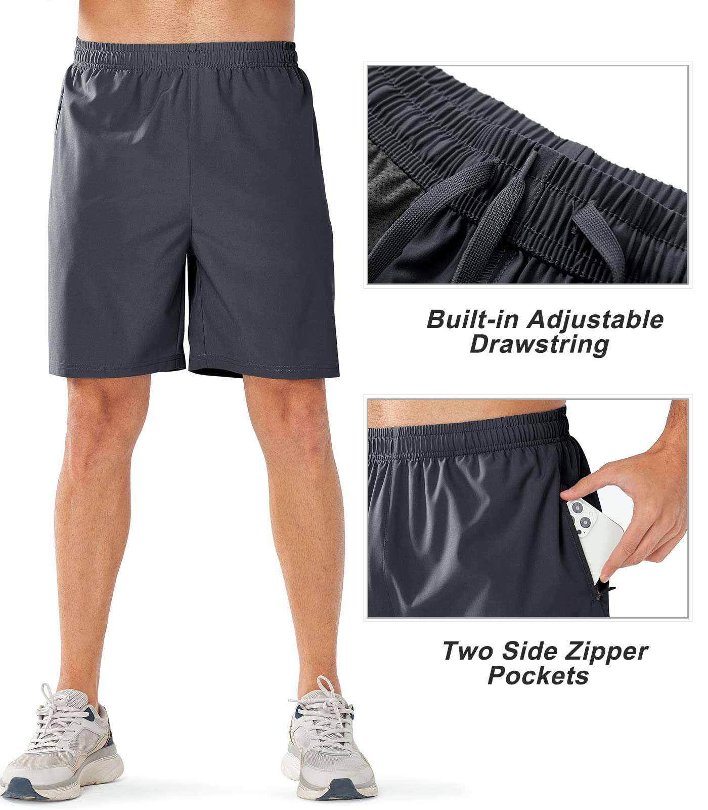 NORTHYARD Men's Athletic Running Shorts Quick Dry Lightweight Zip Pockets