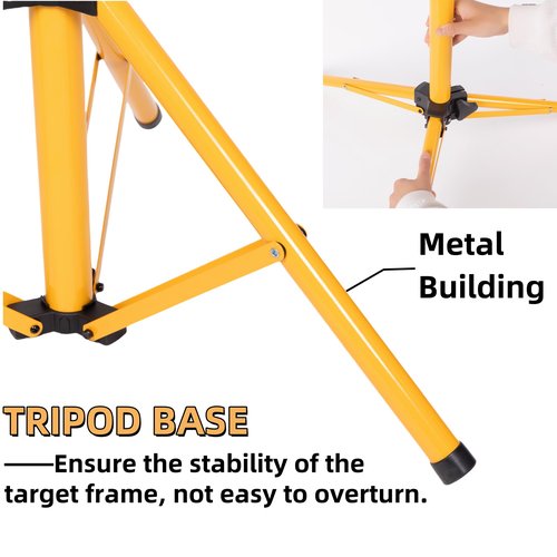 ZSHIGANMA Archery Target Stand, Adjustable Foldable Metal Bow and Arrow Target Tripod Stand Hanging Traditional Straw & Foam Archery Targets & Work Light for Shooting Range Backyard