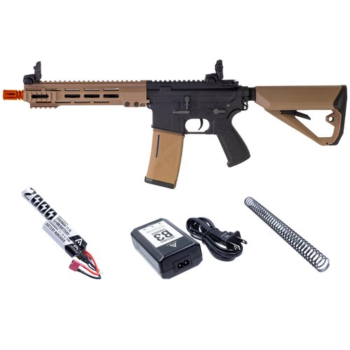 Arcturus Tactical LWT MK-I CQB 10" Polymer- Electric Full/Semi-Auto/2rd-Burst/3rd-Burst/Binary/Ramping Airsoft AEG Sport SE Starter Pack Black-Tan with Battery and Charger