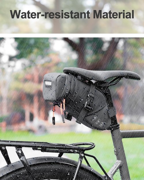 Danuosie Bike Seat Bag, Expandable Bicycle Saddle Bag Under Seat, Waterproof Cycling Seat Pack for Mountain Road Bikes and Commuter, 1.5-2L
