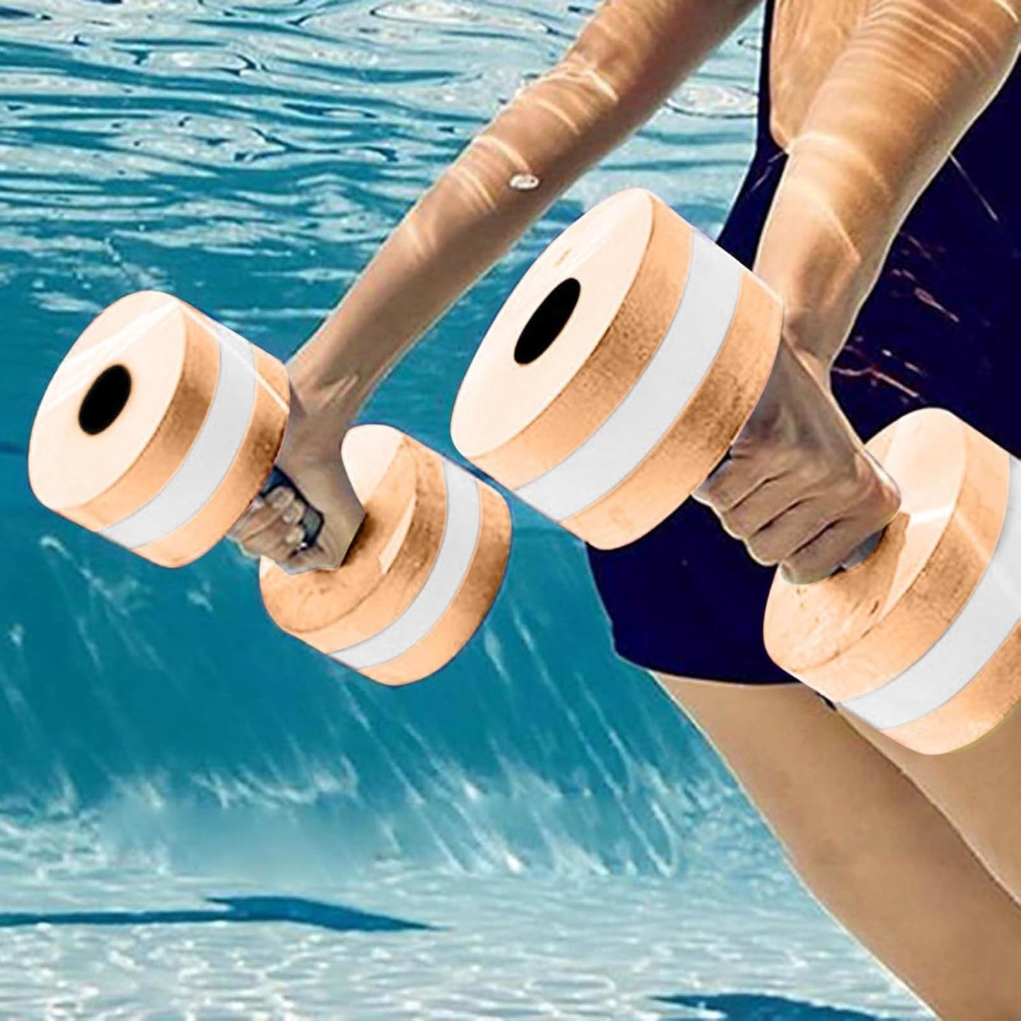 2-Pack Aquatic Foam Dumbbells - Lightweight EVA Pool Exercise Equipment for Water Aerobics & Resistance Training - Perfect for Swimming Pool Workouts