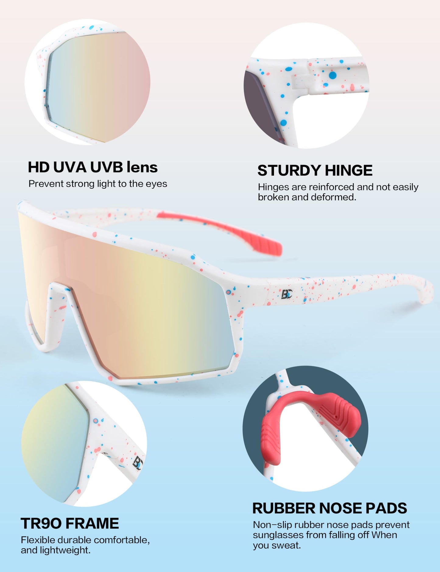 BIRCEN Kids Baseball Sunglasses for Youth - Boys Girls Polarized Sports Sun Glasses UV Protection for Cycling Age 5-12