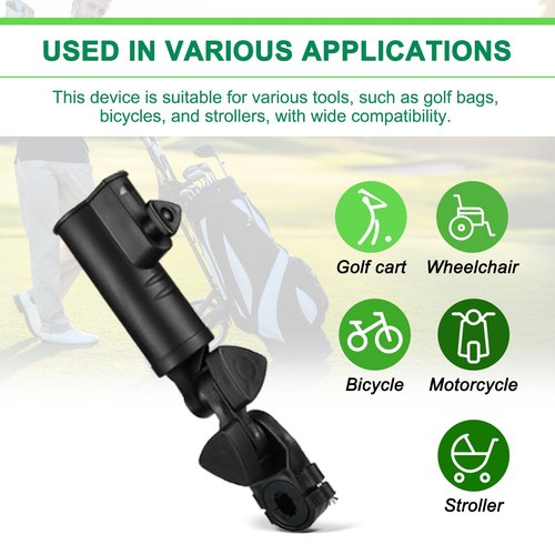 CALEPTONG Golf Push Cart Umbrella Holder 180 Degrees Adjustable Golf Trolley Umbrella Holder, Universal Umbrella Stand Attachment for Golf Cart/Stroller/Wheelchair/Bike
