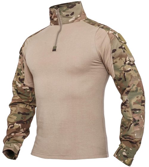 XKTTAC Combat Tactical Shirt for Men with 2-4 Pockets Airsoft-Military-Paintball-Camping Gear Army Security Clothes(Cp/2 Pockets,3XL)