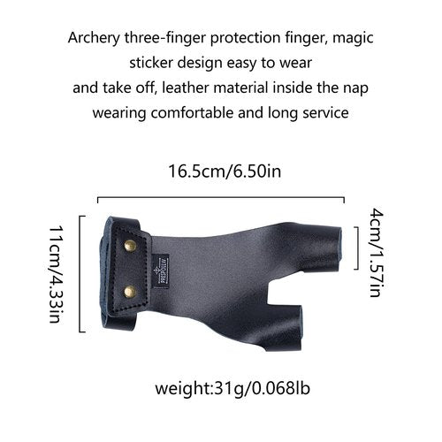 Prespollw Archery Left Hand Protector Durable Cowhide Shooting Guard Glove for Protection (Black)