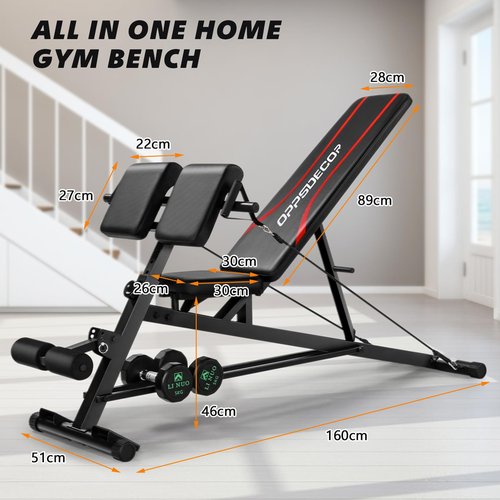 OPPSDECOR Weight Bench with Preacher Curl, Back Extension Bench for Core Strength Training, Back Stretch, Ab Workouts, 3 IN 1 Sit Up Bench, Roman Chair, Adjustable Workout Benches for Home Gym