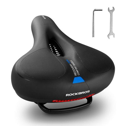 ROCKBROS Bike Seat Cushion for Men Women with Handle & Ergonomic Design -3 Zone Concept Bike Saddle, Soft Wide Waterproof Mountain Bicycle Accessories