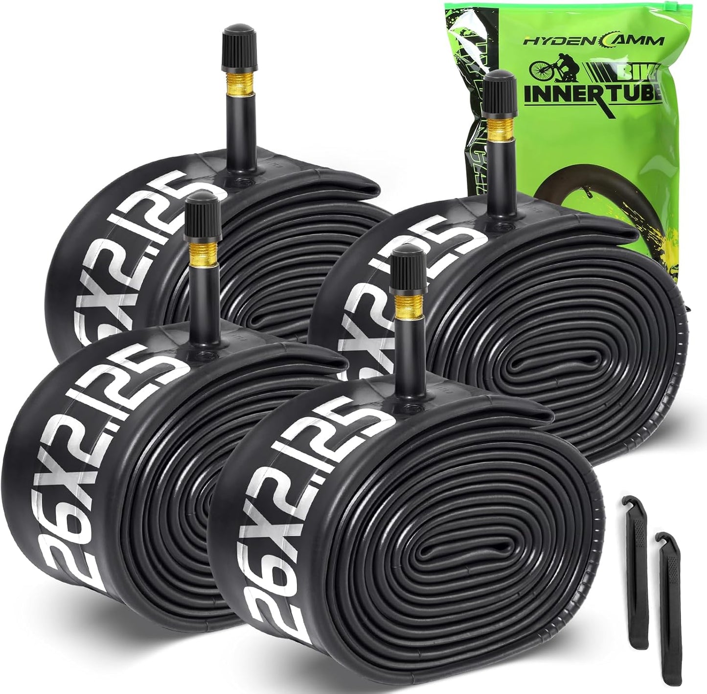 2/4 Pack 20/26x2.125/2.40 Bike Tube, 20/26x2.125 Bike Inner Tube with 35mm AV Schrader Valve, Butyl 20/26x2.40 Tube with 2 Tire Levers, 20/26x2.125/2.20/2.25/2.30/2.35/2.40 for MTB/City Bike